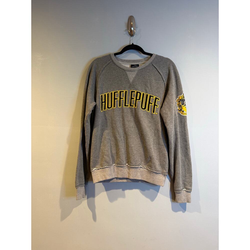 Harry Potter Hufflepuff Crewneck Sweatshirt Gray Yellow Size Small